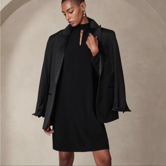 NWT! Banana Republic Black Sheath Mini Dress - Multiple 🦒 - Picture 3 of 7